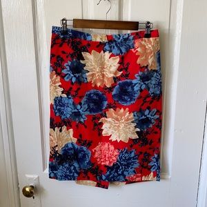 Knee Length Floral Skirt, Size 6